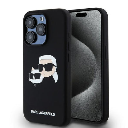 Futrola MagSafe za Apple iPhone 15 Pro Max, Karl Lagerfeld, Silikonska Karl & Choupette, Crna