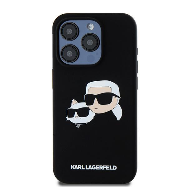 Futrola MagSafe za Apple iPhone 15 Pro Max, Karl Lagerfeld, Silikonska Karl & Choupette, Crna