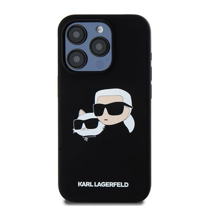 Futrola MagSafe za Apple iPhone 15 Pro Max, Karl Lagerfeld, Silikonska Karl & Choupette, Crna