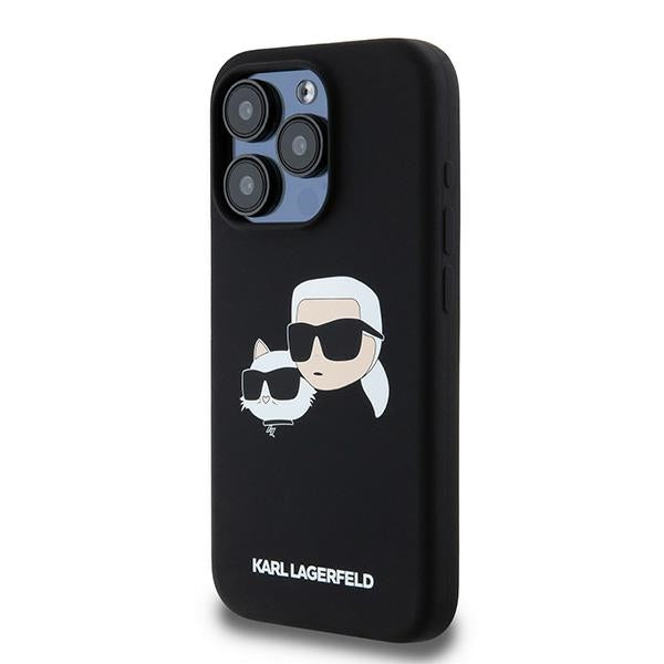 Futrola MagSafe za Apple iPhone 15 Pro Max, Karl Lagerfeld, Silikonska Karl & Choupette, Crna