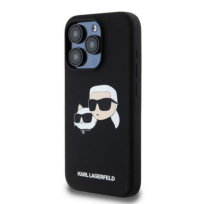 Futrola MagSafe za Apple iPhone 15 Pro Max, Karl Lagerfeld, Silikonska Karl & Choupette, Crna