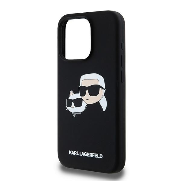 Futrola MagSafe za Apple iPhone 15 Pro Max, Karl Lagerfeld, Silikonska Karl & Choupette, Crna