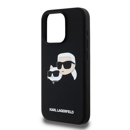 Futrola MagSafe za Apple iPhone 15 Pro Max, Karl Lagerfeld, Silikonska Karl & Choupette, Crna