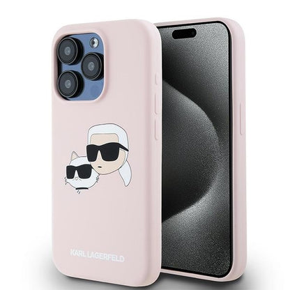 Futrola MagSafe za Apple iPhone 15 Pro Max, Karl Lagerfeld, Silikon Karl & Choupette, Roze