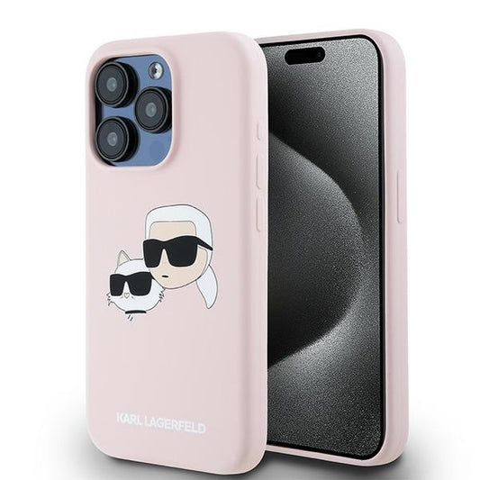 Futrola MagSafe za Apple iPhone 15 Pro Max, Karl Lagerfeld, Silikon Karl & Choupette, Roze