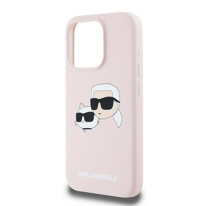 Futrola MagSafe za Apple iPhone 15 Pro Max, Karl Lagerfeld, Silikon Karl & Choupette, Roze