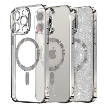 MagSafe futrola za Apple iPhone 15 Pro Max, Techsuit, Luxury Glitter, Srebrna