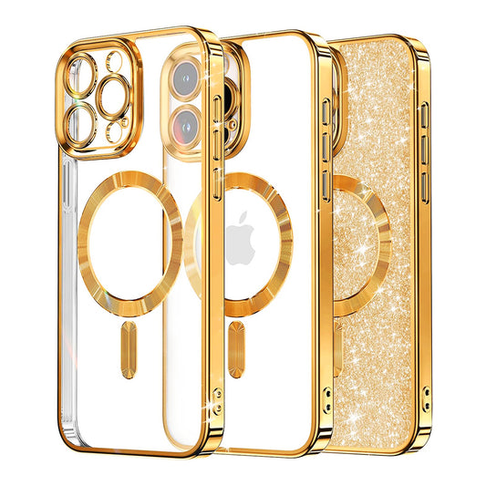 MagSafe futrola za Apple iPhone 15 Pro Max, Techsuit, Luxury Glitter, Zlatna