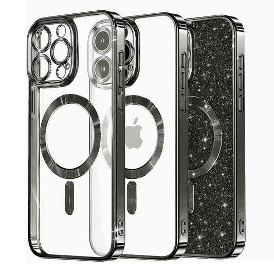 MagSafe futrola za Apple iPhone 15 Pro Max, Techsuit, Luxury Glitter, Crna