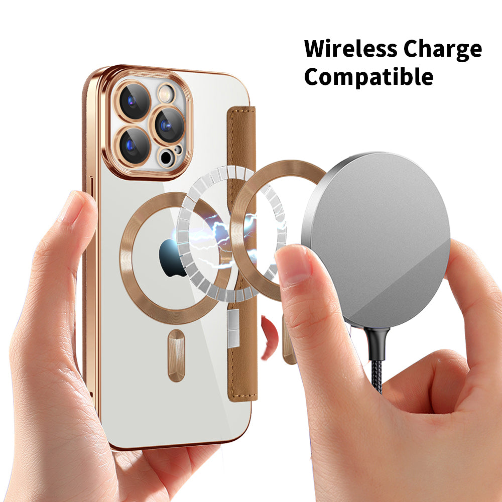 MagSafe futrola za Apple iPhone 15 Pro Max, Techsuit, SmartMag Book, Braon