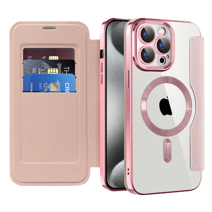 MagSafe futrola za Apple iPhone 15 Pro Max, Techsuit, SmartMag Book, Roze