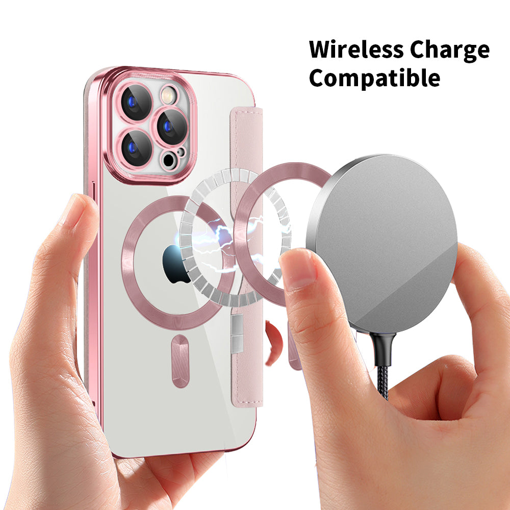 MagSafe futrola za Apple iPhone 15 Pro Max, Techsuit, SmartMag Book, Roze