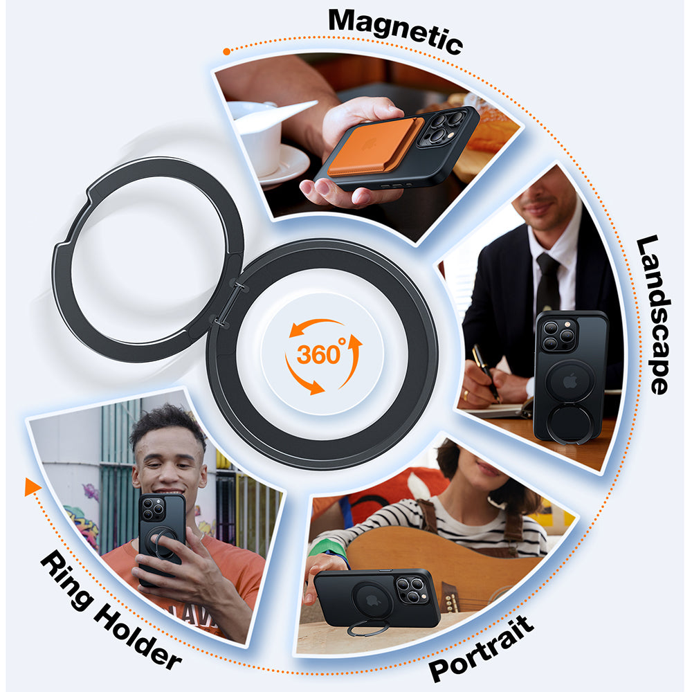 Husa MagSafe za Apple iPhone 15 Pro Max, Torras, Ostand Pro, Crna