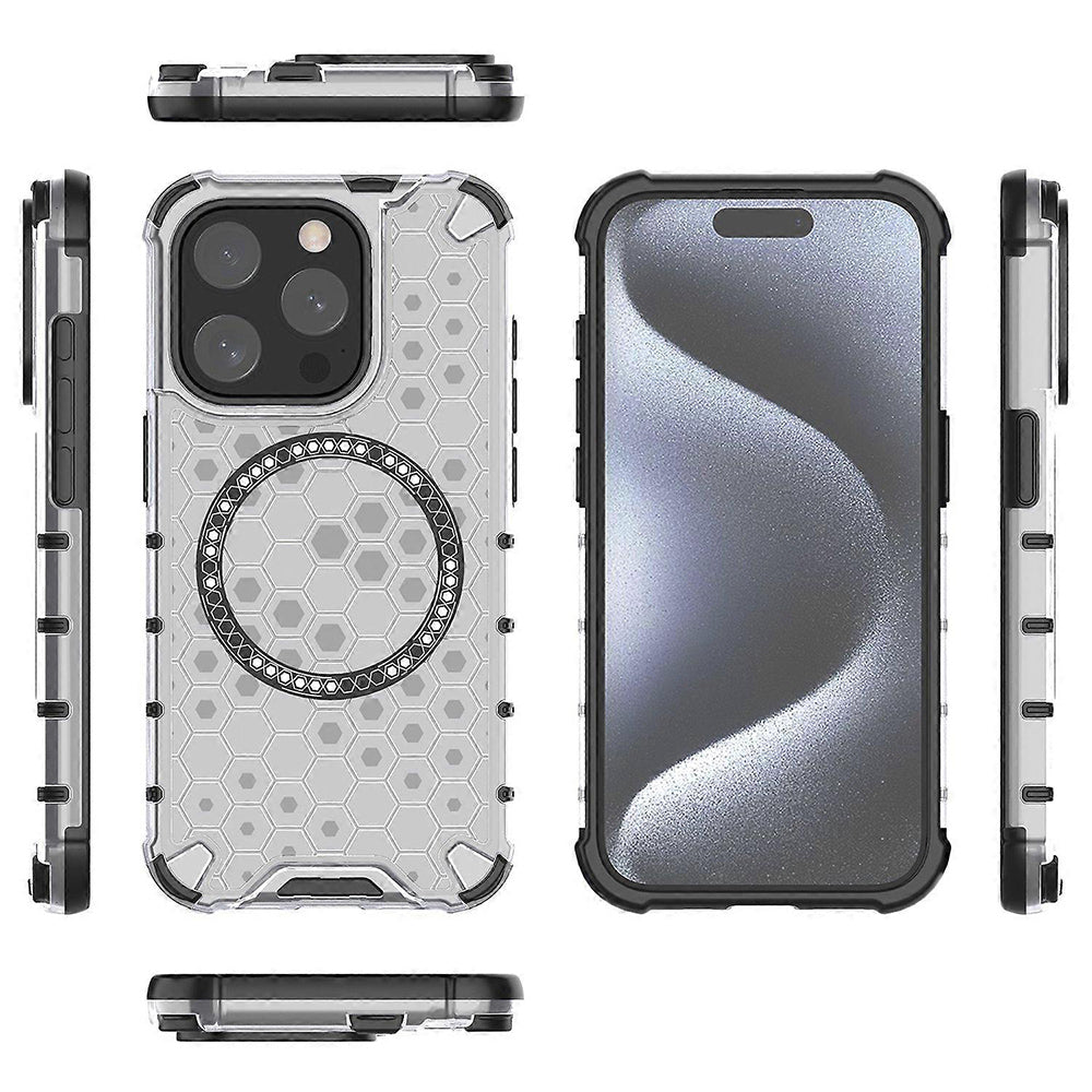 MagSafe futrola za Apple iPhone 15 Pro, Techsuit, HoneyComb Shield, Bela