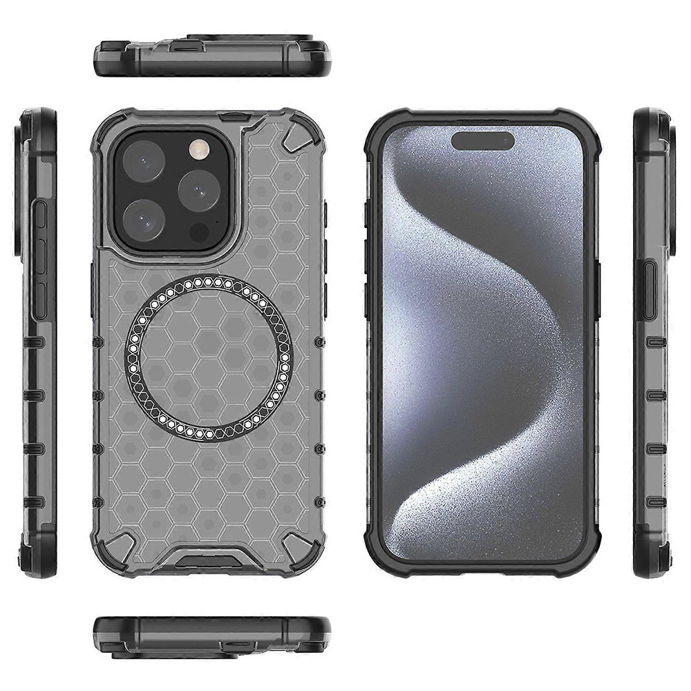 MagSafe futrola za Apple iPhone 15 Pro, Techsuit, HoneyComb Shield, Crna