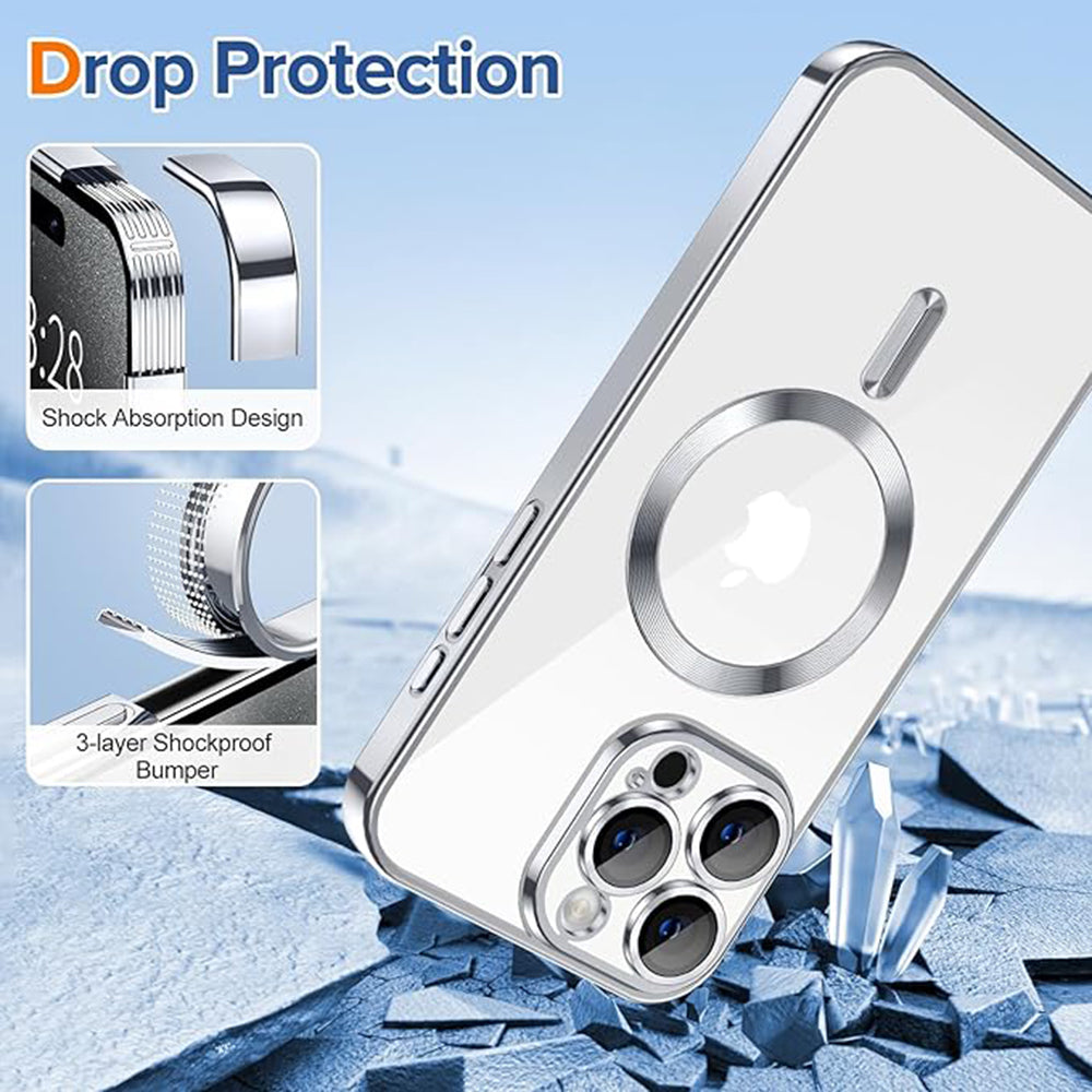MagSafe futrola za Apple iPhone 15 Pro, Techsuit, Luxury Crystal, Srebrna