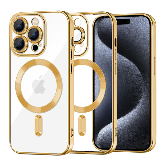 MagSafe futrola za Apple iPhone 15 Pro, Techsuit, Luxury Crystal, Zlatna