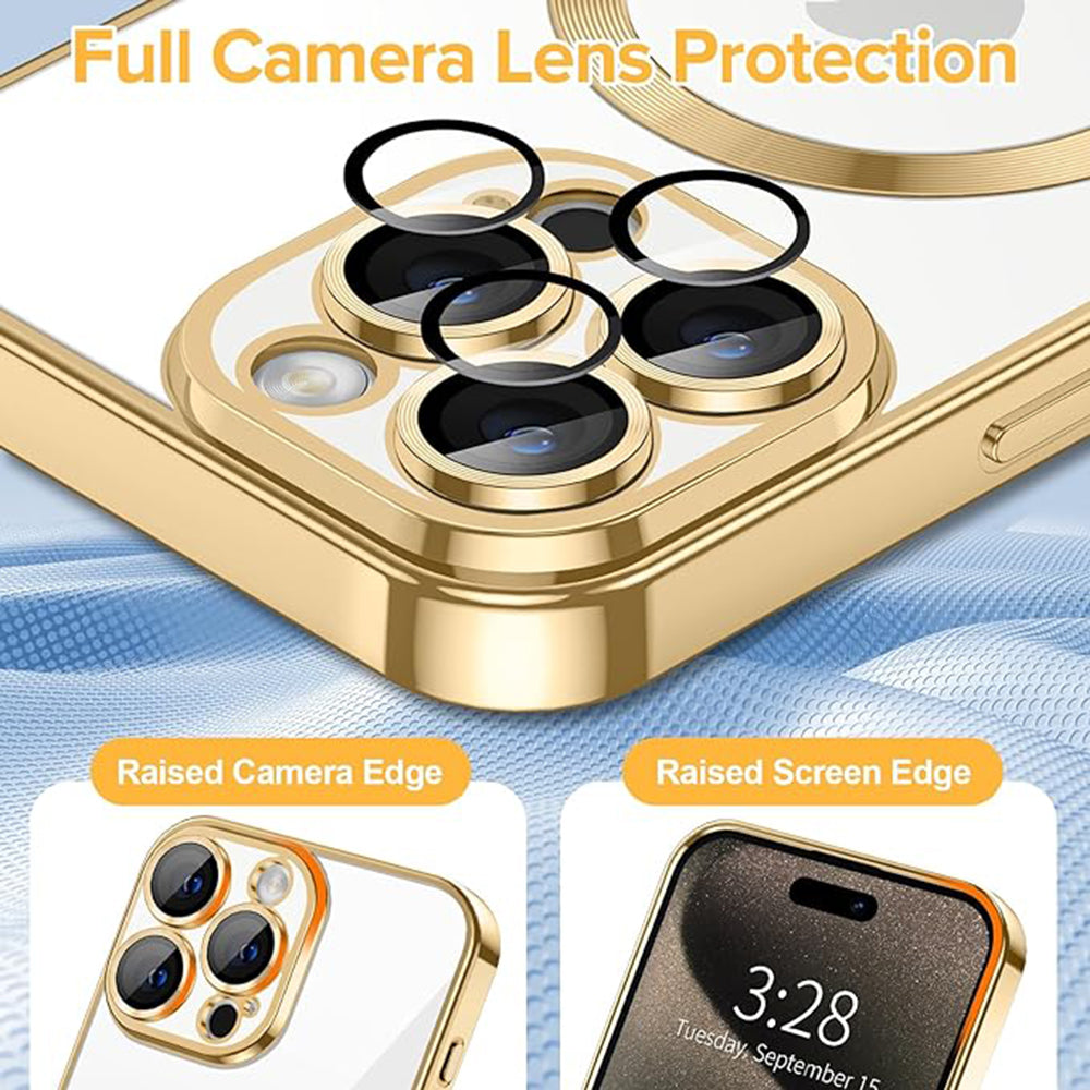 MagSafe futrola za Apple iPhone 15 Pro, Techsuit, Luxury Crystal, Zlatna