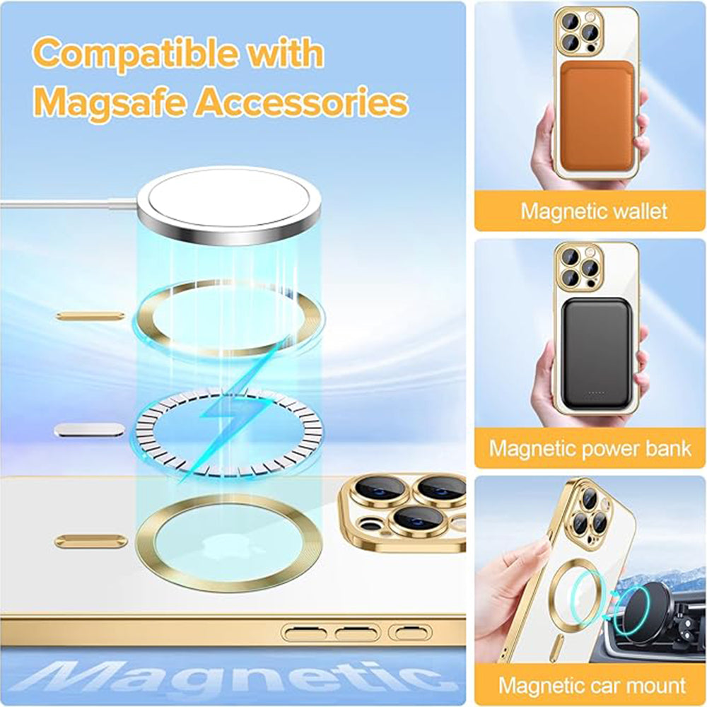 MagSafe futrola za Apple iPhone 15 Pro, Techsuit, Luxury Crystal, Zlatna