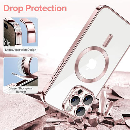 MagSafe futrola za Apple iPhone 15 Pro, Techsuit, Luxury Crystal, Roze