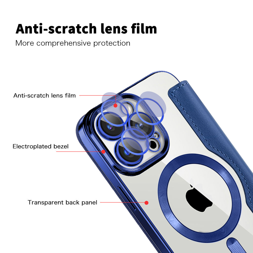 MagSafe futrola za Apple iPhone 15 Pro, Techsuit, SmartMag Book, Plava