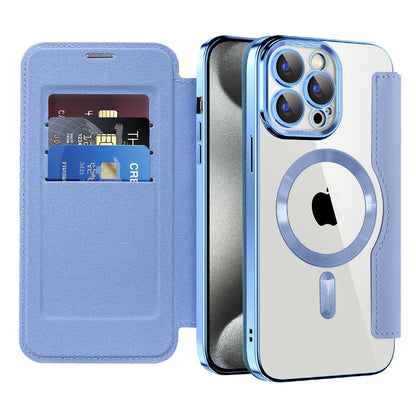 MagSafe futrola za Apple iPhone 15 Pro, Techsuit, SmartMag Book, Plava