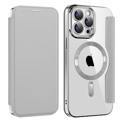 MagSafe futrola za Apple iPhone 15 Pro, Techsuit, SmartMag Book, Siva
