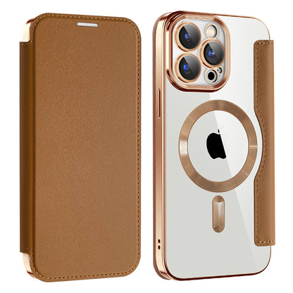 MagSafe futrola za Apple iPhone 15 Pro, Techsuit, SmartMag Book, Braon