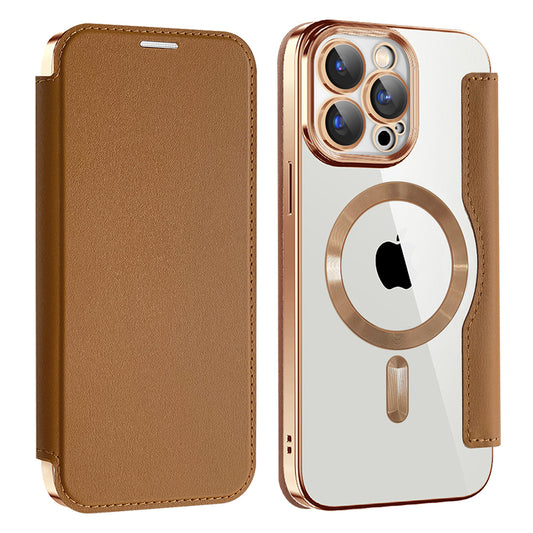MagSafe futrola za Apple iPhone 15 Pro, Techsuit, SmartMag Book, Braon