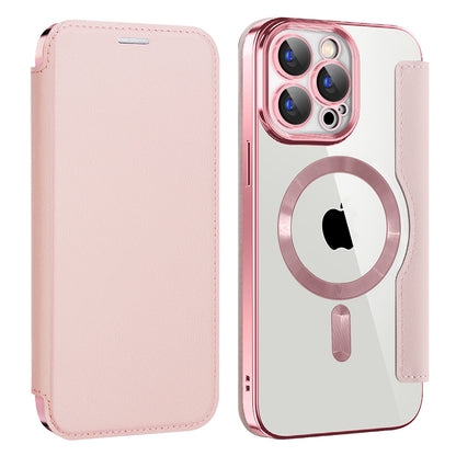 MagSafe futrola za Apple iPhone 15 Pro, Techsuit, SmartMag Book, Roze