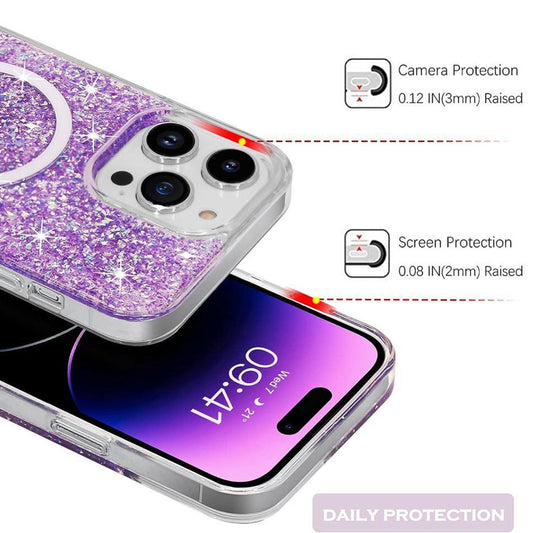 MagSafe futrola za Apple iPhone 15 Pro, Techsuit, Sparkly Glitter, Plava