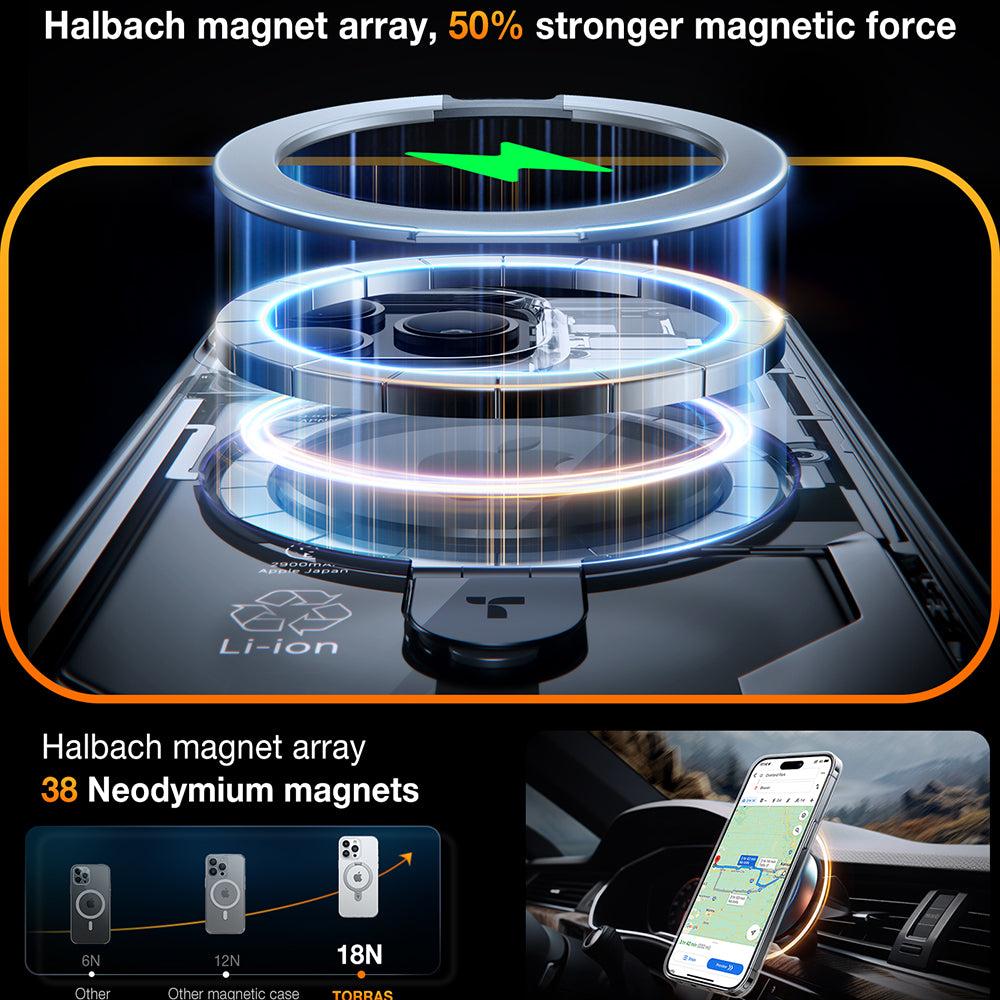 Husa MagSafe za Apple iPhone 15 Pro, Torras, Ostand, Transparentna