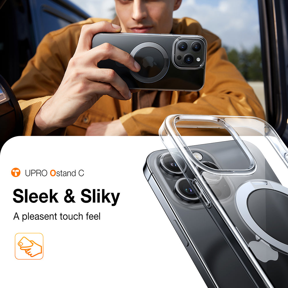 Husa MagSafe za Apple iPhone 15 Pro, Torras, Ostand, Transparentna