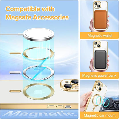 MagSafe futrola za Apple iPhone 15, Techsuit, Luxury Crystal, Zlatna
