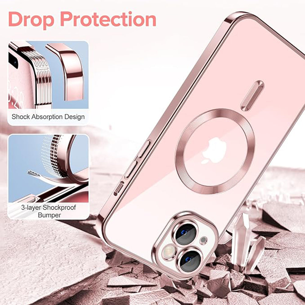 MagSafe futrola za Apple iPhone 15, Techsuit, Luxury Crystal, Roze