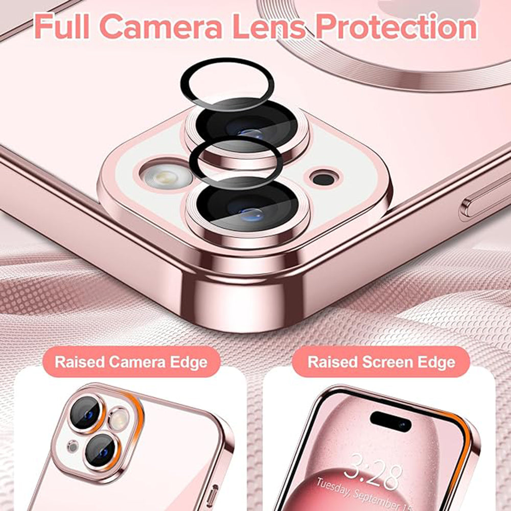 MagSafe futrola za Apple iPhone 15, Techsuit, Luxury Crystal, Roze