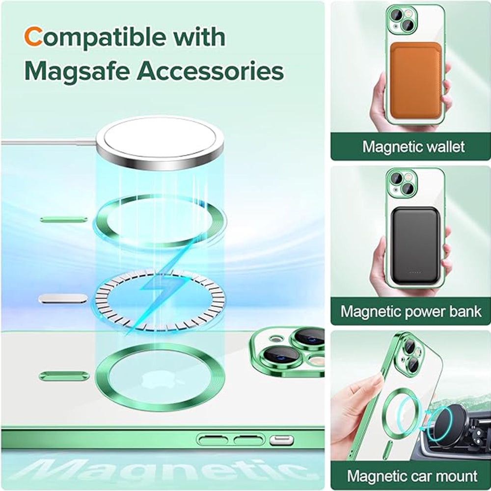 MagSafe futrola za Apple iPhone 15, Techsuit, Luxury Crystal, Svetlo Zelena