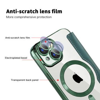 MagSafe futrola za Apple iPhone 15, Techsuit, SmartMag Book, Zelena