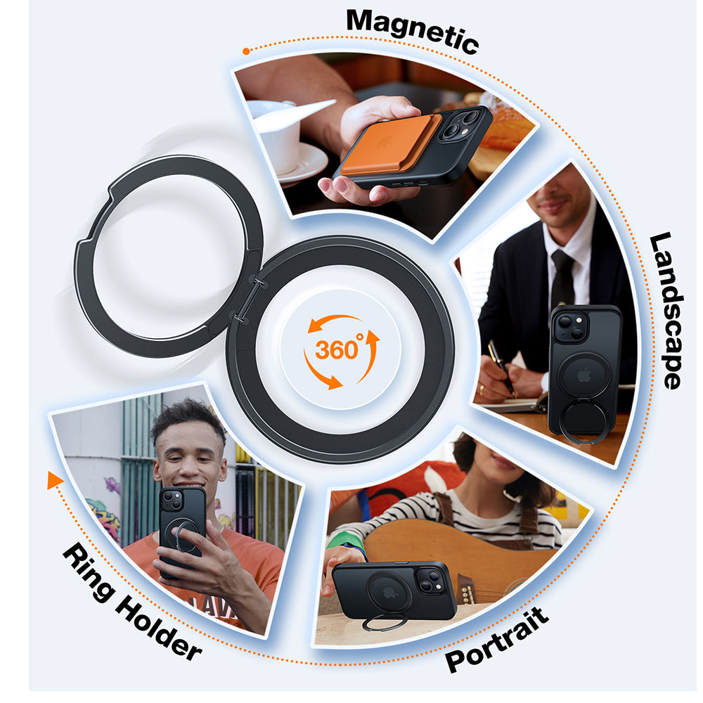 Futrola MagSafe za Apple iPhone 15, Torras, Ostand Pro, Crna