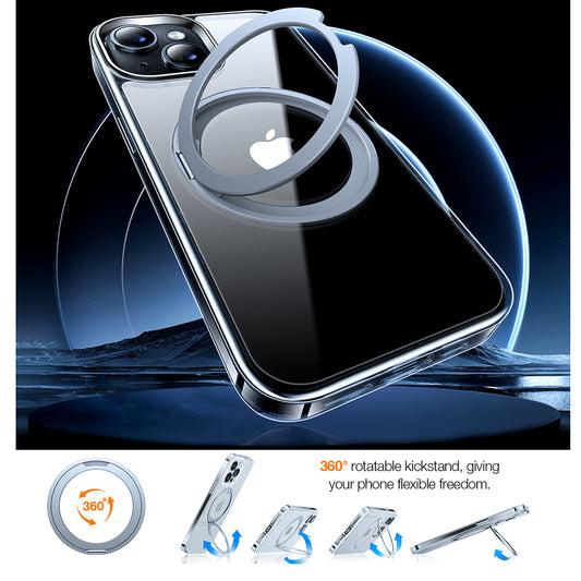 Husa MagSafe za Apple iPhone 15, Torras, Ostand Pro, Transparenta
