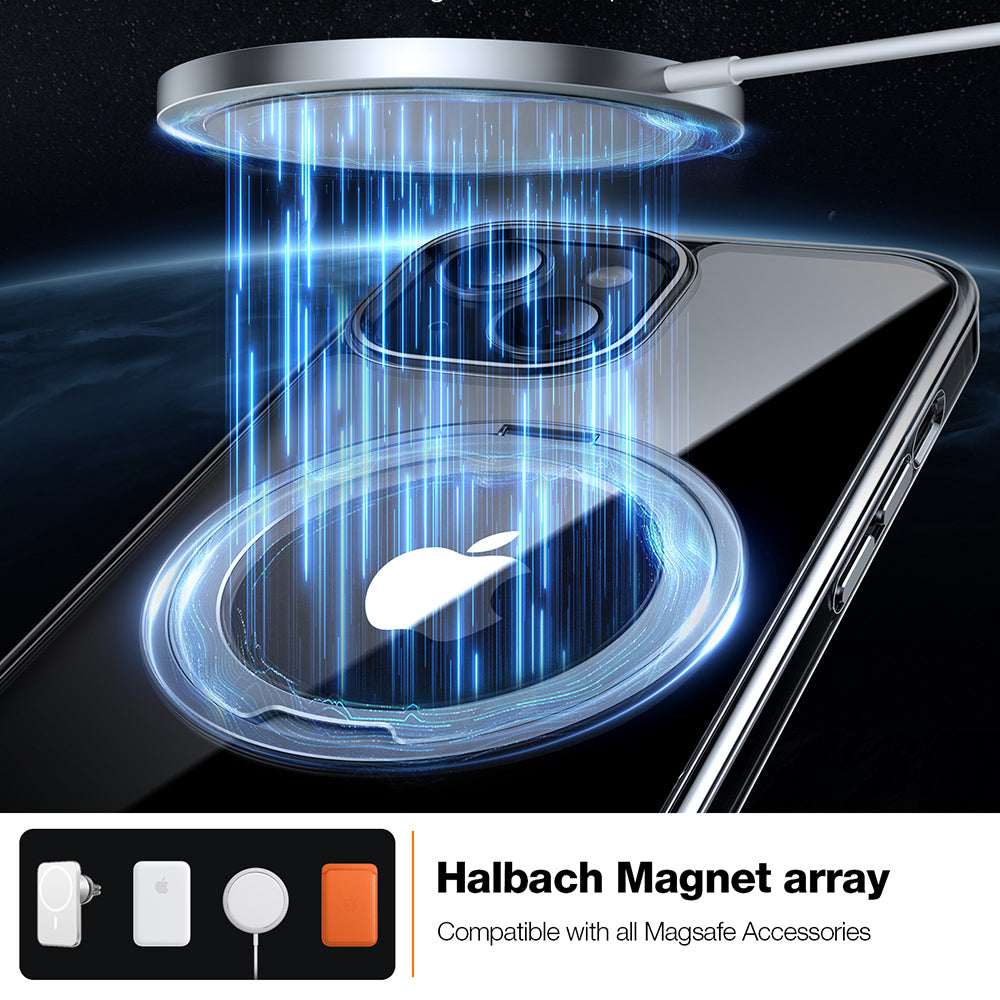 Husa MagSafe za Apple iPhone 15, Torras, Ostand Pro, Transparenta