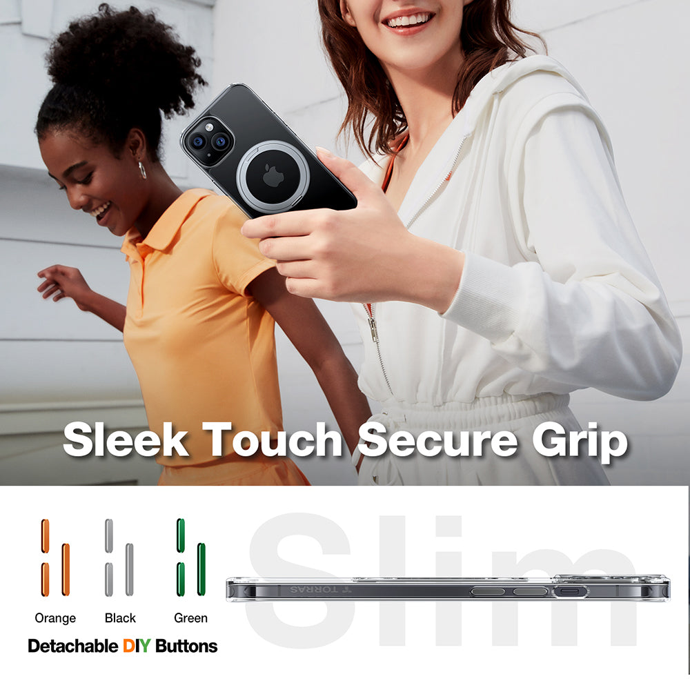 Husa MagSafe za Apple iPhone 15, Torras, Ostand Pro, Transparenta