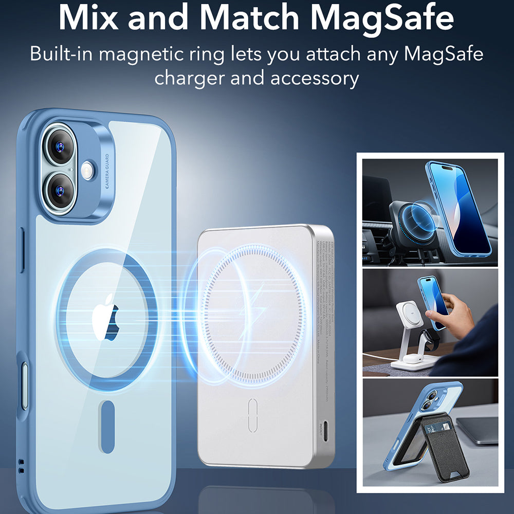 Husa MagSafe za Apple iPhone 16, ESR, Classic Hybrid, Plavo Transparentna