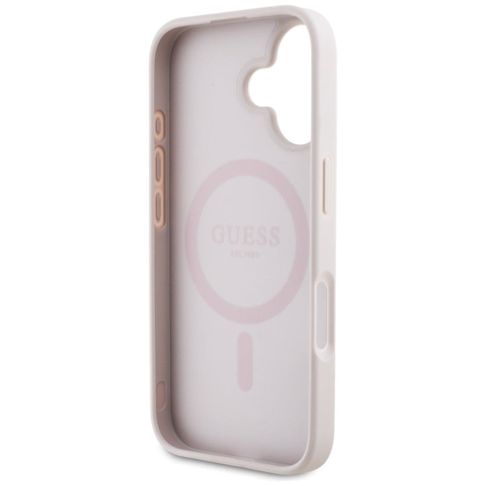 Futrola MagSafe za Apple iPhone 16, Guess, 4G Circle Classic Logo, Roze