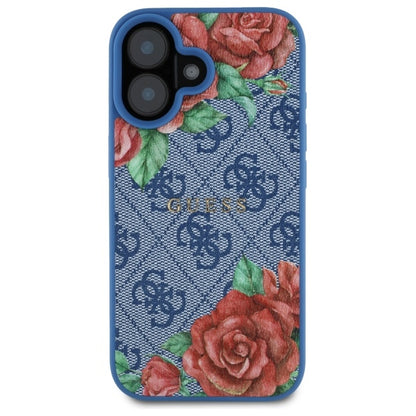 Futrola MagSafe za Apple iPhone 16, Guess, 4G Flowers Print, Plava