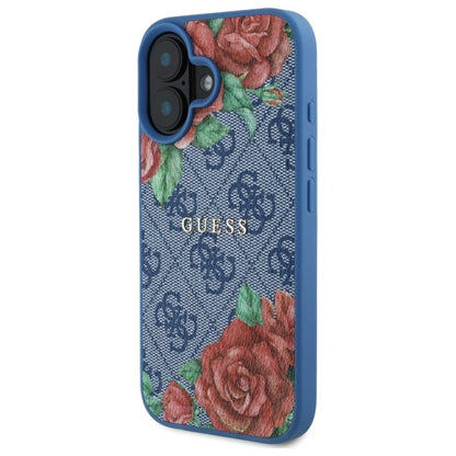 Futrola MagSafe za Apple iPhone 16, Guess, 4G Flowers Print, Plava