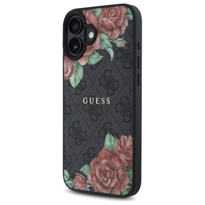 Futrola MagSafe za Apple iPhone 16, Guess, 4G Flowers Print, Crna