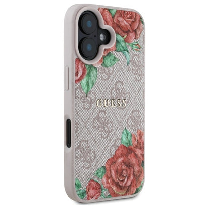Futrola MagSafe za Apple iPhone 16, Guess, 4G Flowers Print, Roze