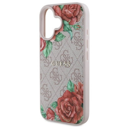 Futrola MagSafe za Apple iPhone 16, Guess, 4G Flowers Print, Roze