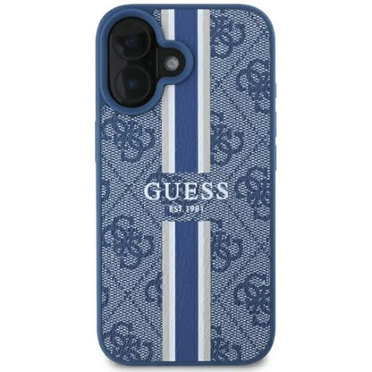 Futrola MagSafe za Apple iPhone 16, Guess, 4G Printed Stripes, Plava